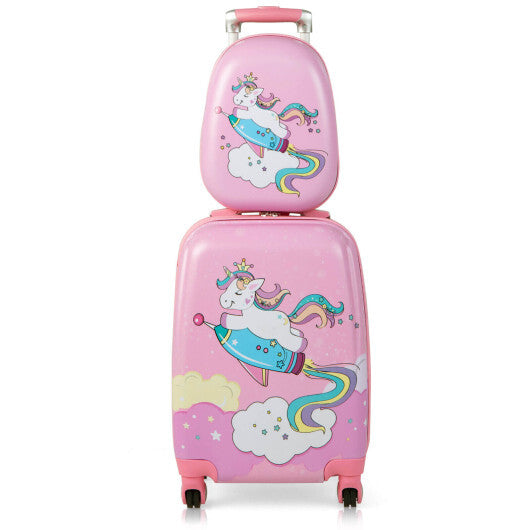 2 Pieces 18 Inch Kids Luggage Set with 12 Inch Backpack W2B