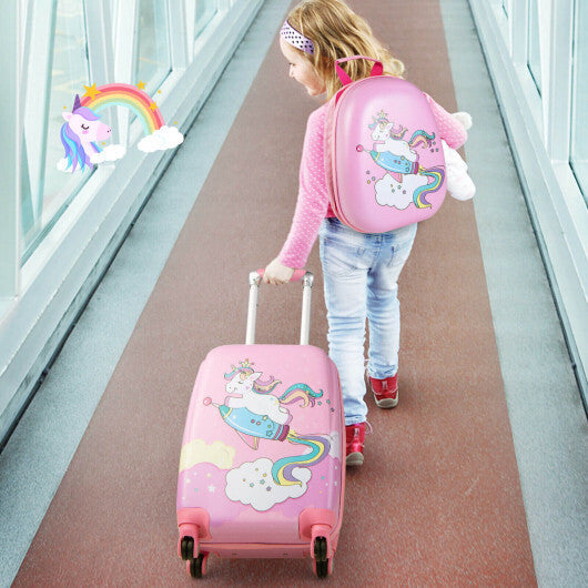 2 Pieces 18 Inch Kids Luggage Set with 12 Inch Backpack W2B