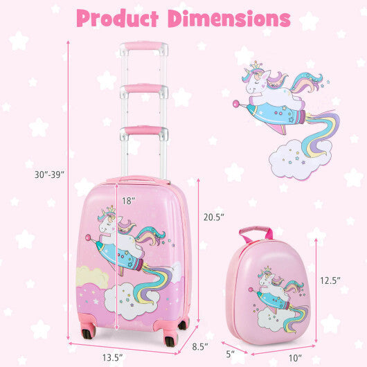 2 Pieces 18 Inch Kids Luggage Set with 12 Inch Backpack W2B