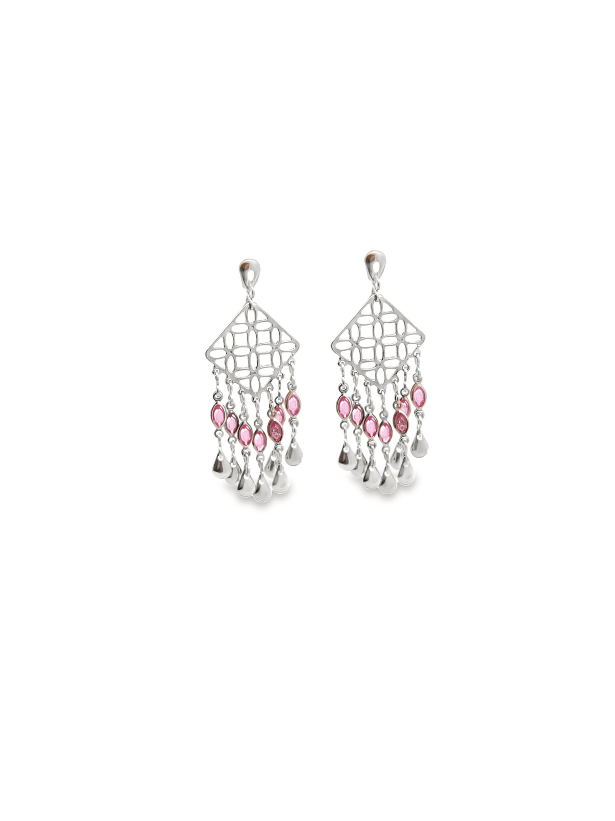 Rhodium Dreamcatcher Chandelier Earrings MIA Jewelry