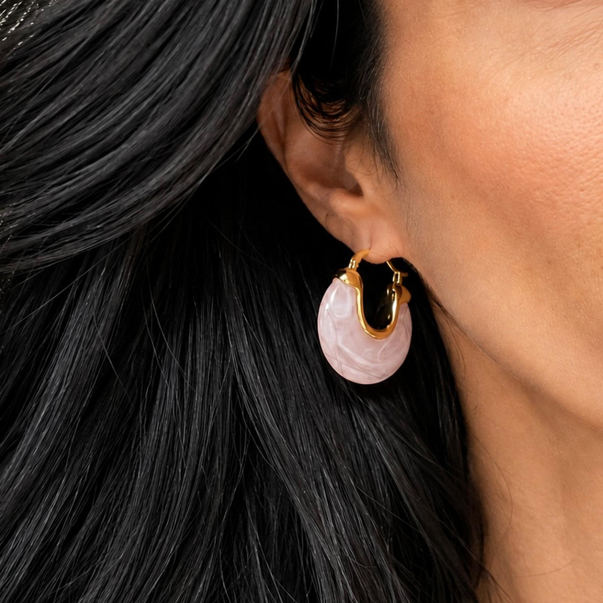 Marbled Resin Chunky Hoop Earrings MIA J