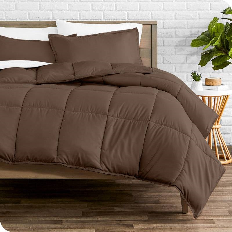 King / CAL King 3-Piece Down Alternative Comforter Set in Chocolate Brown FastFurnishings