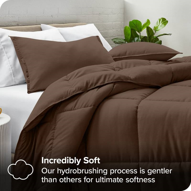King / CAL King 3-Piece Down Alternative Comforter Set in Chocolate Brown FastFurnishings