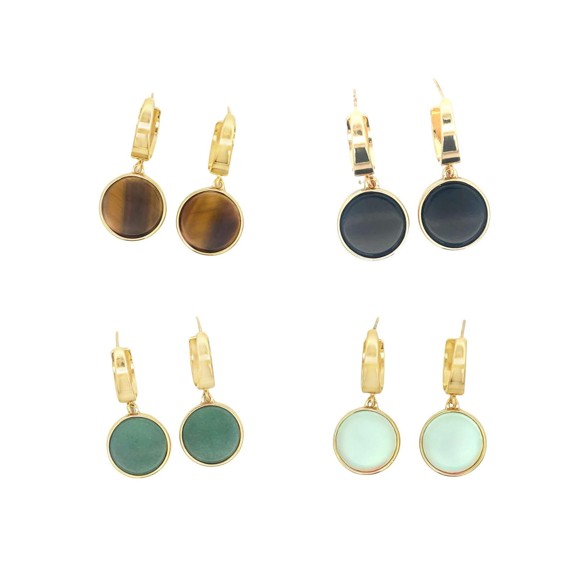 Natural Stone Round Earrings MIA Jewelry