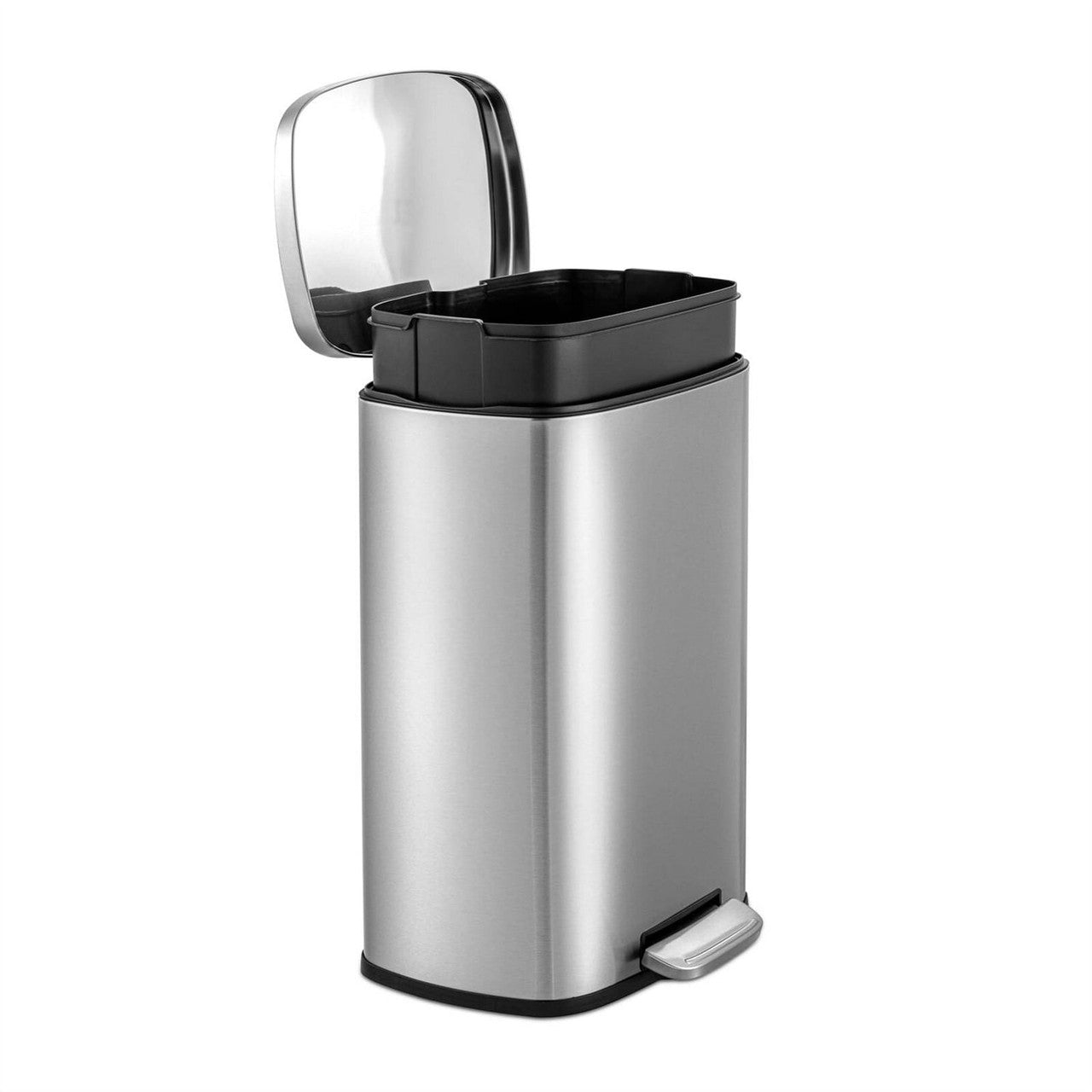 13 Gallon Brushed Stainless Steel Kitchen Trash Can with Step Open Lid LuxuryLifeWay Online Store