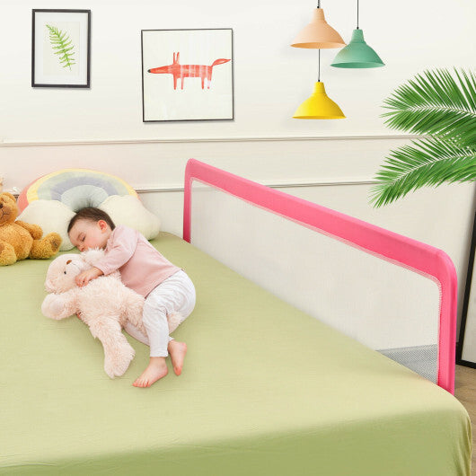 71 Inch Extra Long Swing Down Bed Guardrail with Safety Straps-Gray W2B