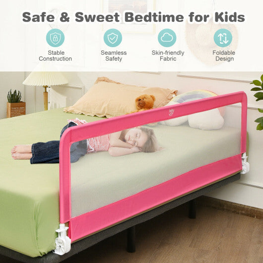 71 Inch Extra Long Swing Down Bed Guardrail with Safety Straps-Gray W2B