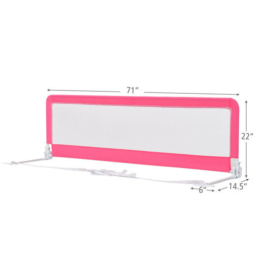 71 Inch Extra Long Swing Down Bed Guardrail with Safety Straps-Gray W2B