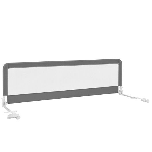 71 Inch Extra Long Swing Down Bed Guardrail with Safety Straps-Gray W2B