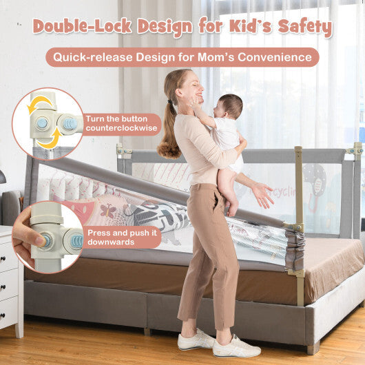 69 Inch Toddlers Vertical Lifting Baby Bedrail Guard with Lock-Gray