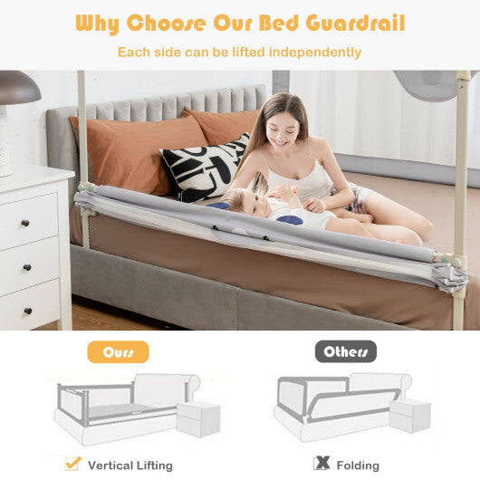 Vertical Lifting Baby Bedrail Guard with Lock-Gray W2B