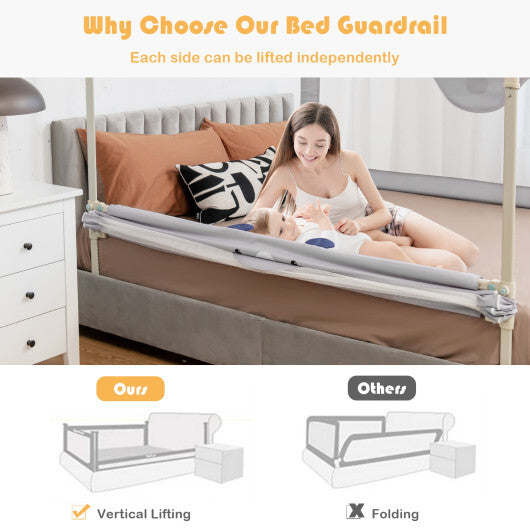 Vertical Lifting Baby Bedrail Guard with Lock-Gray W2B