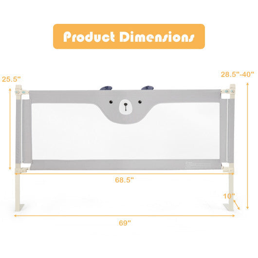 Vertical Lifting Baby Bedrail Guard with Lock-Gray W2B