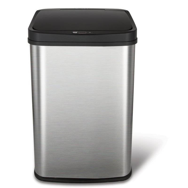 Black Top 13-Gallon Stainless Steel Kitchen Trash Can with Motion Sensor Lid FastFurnishings