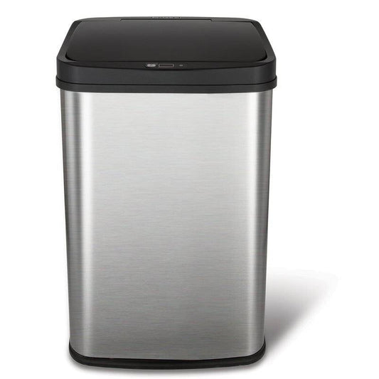 Black Top 13-Gallon Stainless Steel Kitchen Trash Can with Motion Sensor Lid FastFurnishings