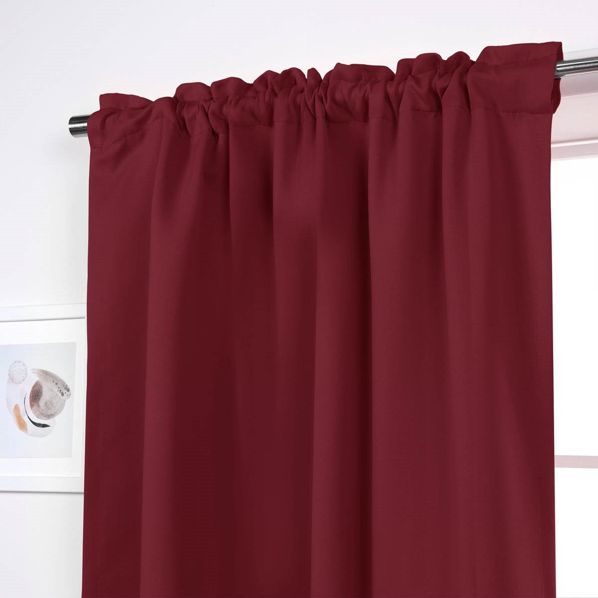 52 x 96 inch Solid Burgundy Red Thermal Blackout Curtain Panels - Set of 2 FastFurnishings