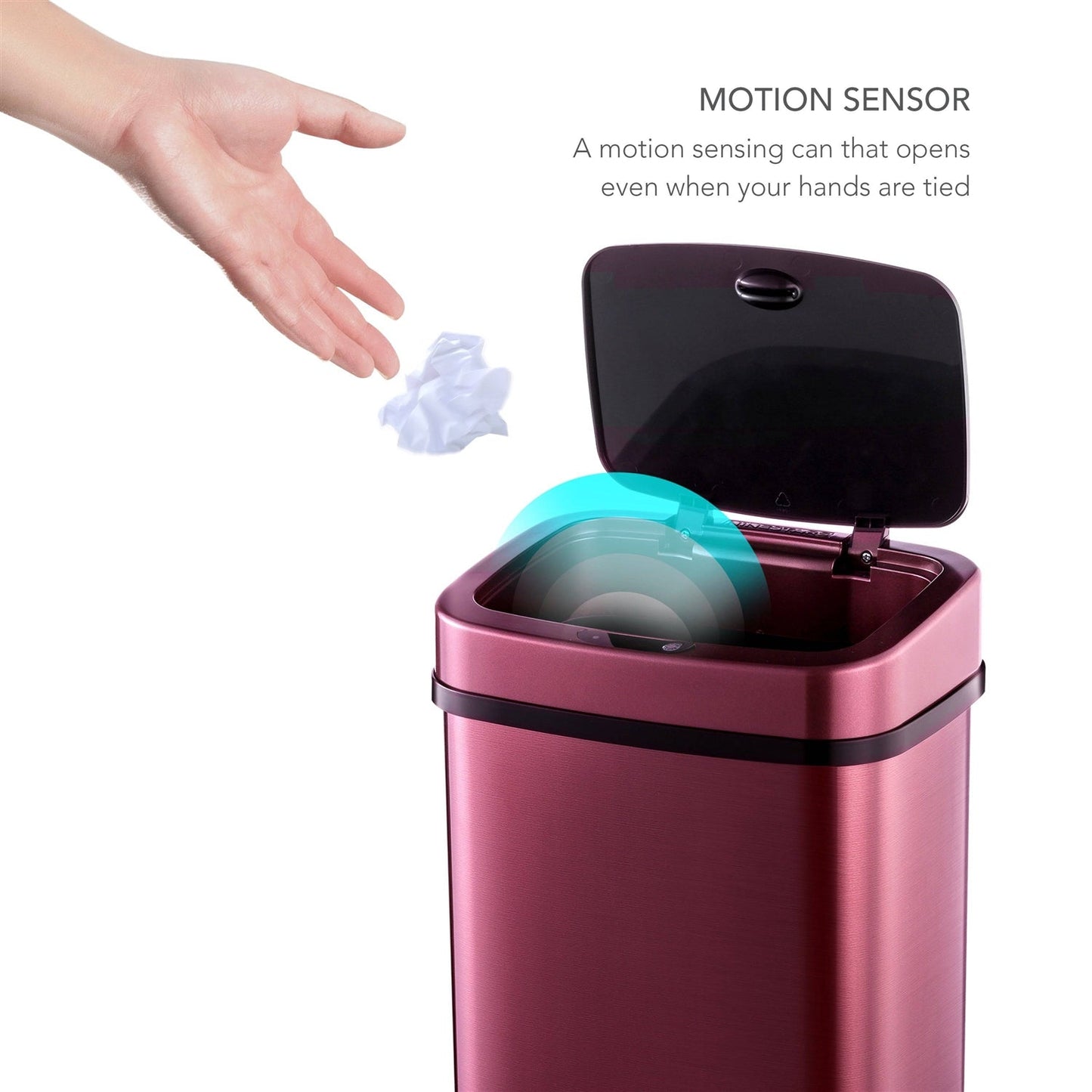 3-Gallon Motion Sensor Touchless Stainless Steel Trash Can in Burgundy Copper FastFurnishings