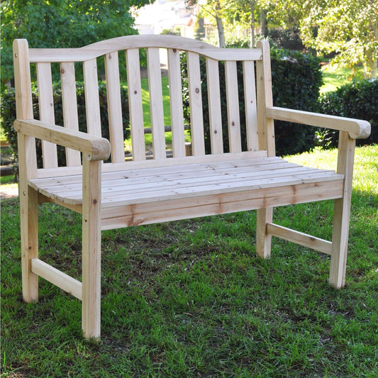 Outdoor Cedar Wood Garden Bench in Natural with 475lbs. Weight Limit FastFurnishings