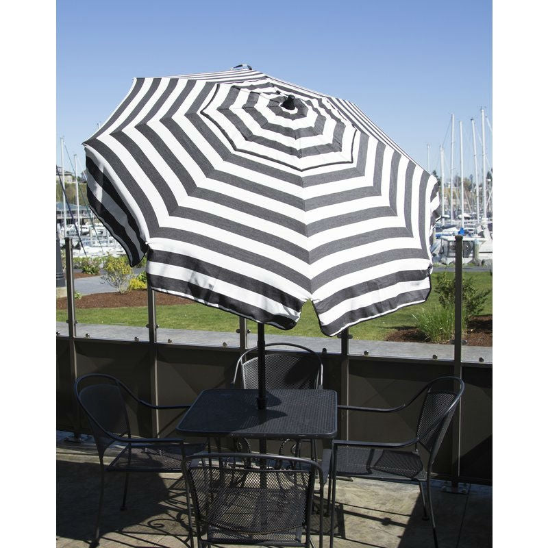 6 Foot Black White Stripe Drape Umbrella Manual Lift with Tilt FastFurnishings