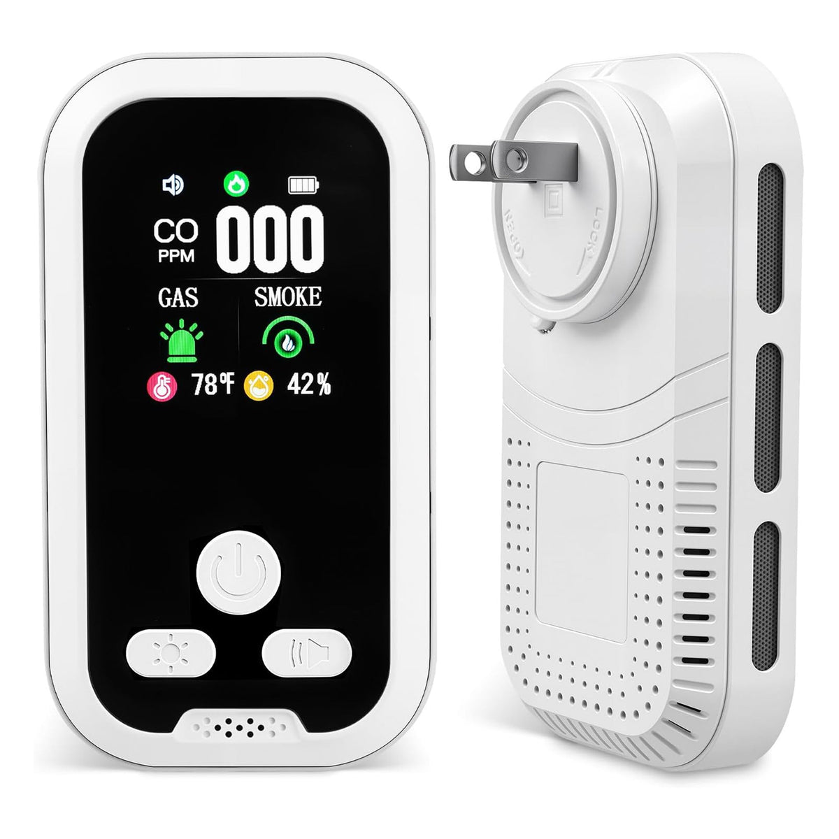 Elama 5 in 1 Plug in Carbon and Gas Alarm with HD Screen W2B