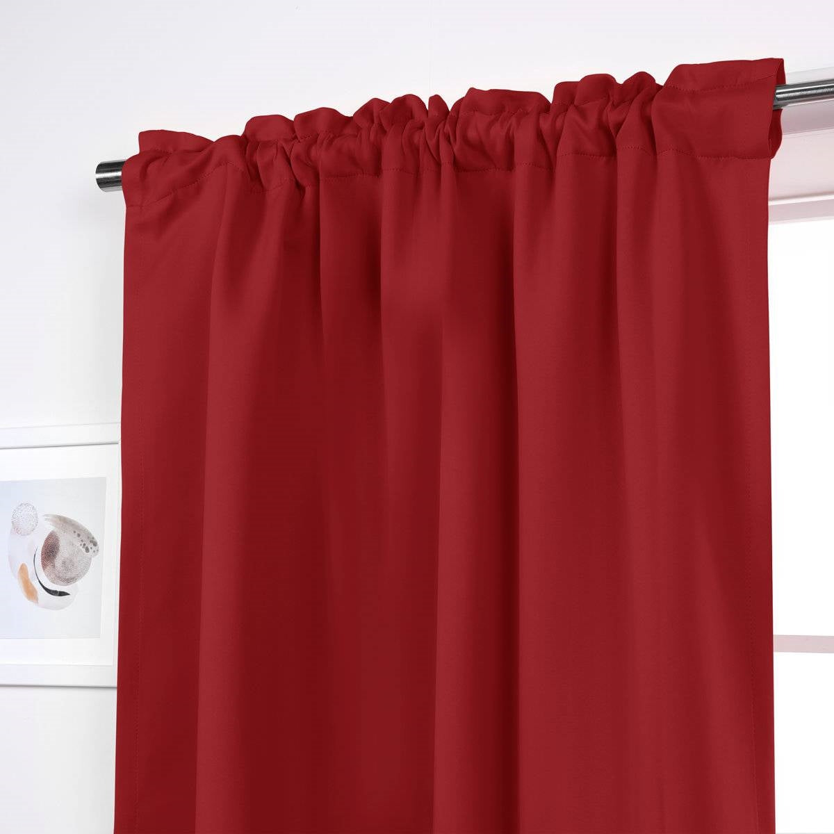 52 x 96 inch Solid Red Thermal Blackout Curtain Panels - Set of 2 FastFurnishings