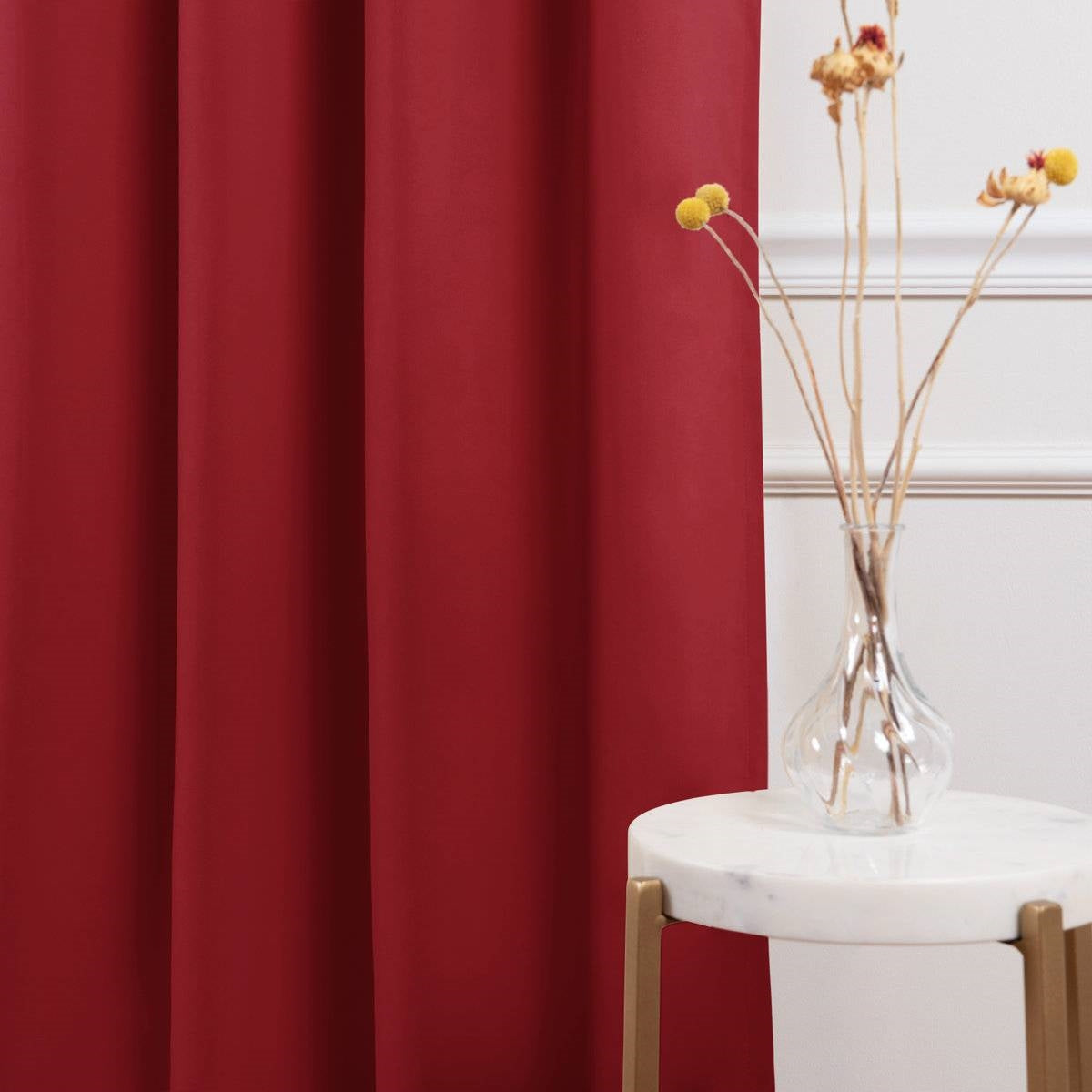 52 x 96 inch Solid Red Thermal Blackout Curtain Panels - Set of 2 FastFurnishings