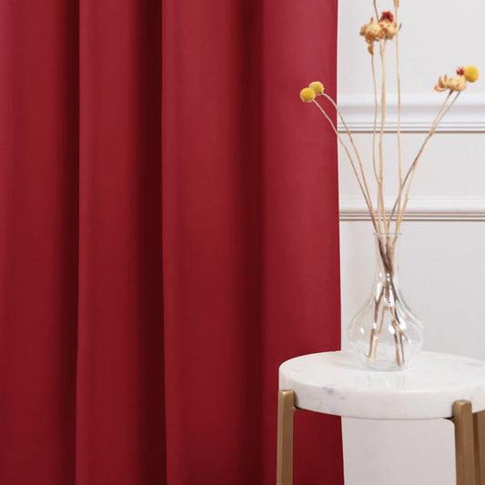 52 x 96 inch Solid Red Thermal Blackout Curtain Panels - Set of 2 FastFurnishings