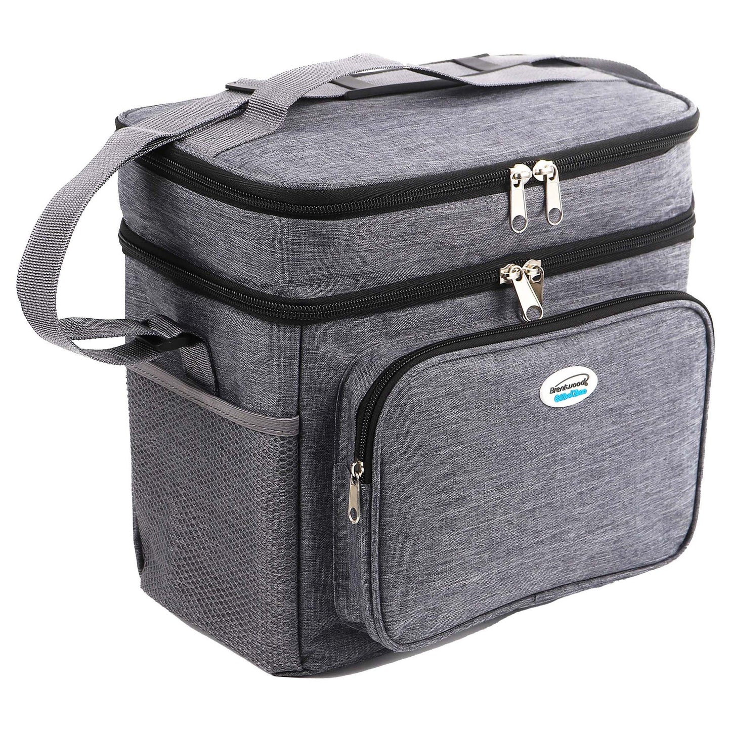 Brentwood Kool Zone 12 Can Insulated Cooler Bag in Grey with Hard Liner W2B