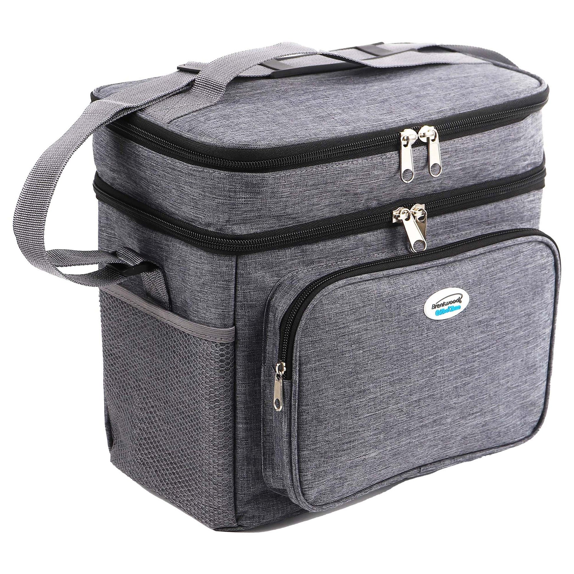 Brentwood Kool Zone 12 Can Insulated Cooler Bag in Grey with Hard Liner W2B