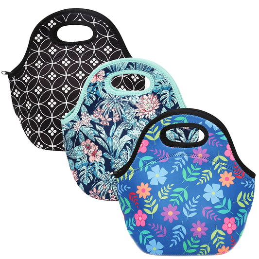 Brentwood Insulated Neoprene Womens Lunch Bags, 3 Piece Set W2B