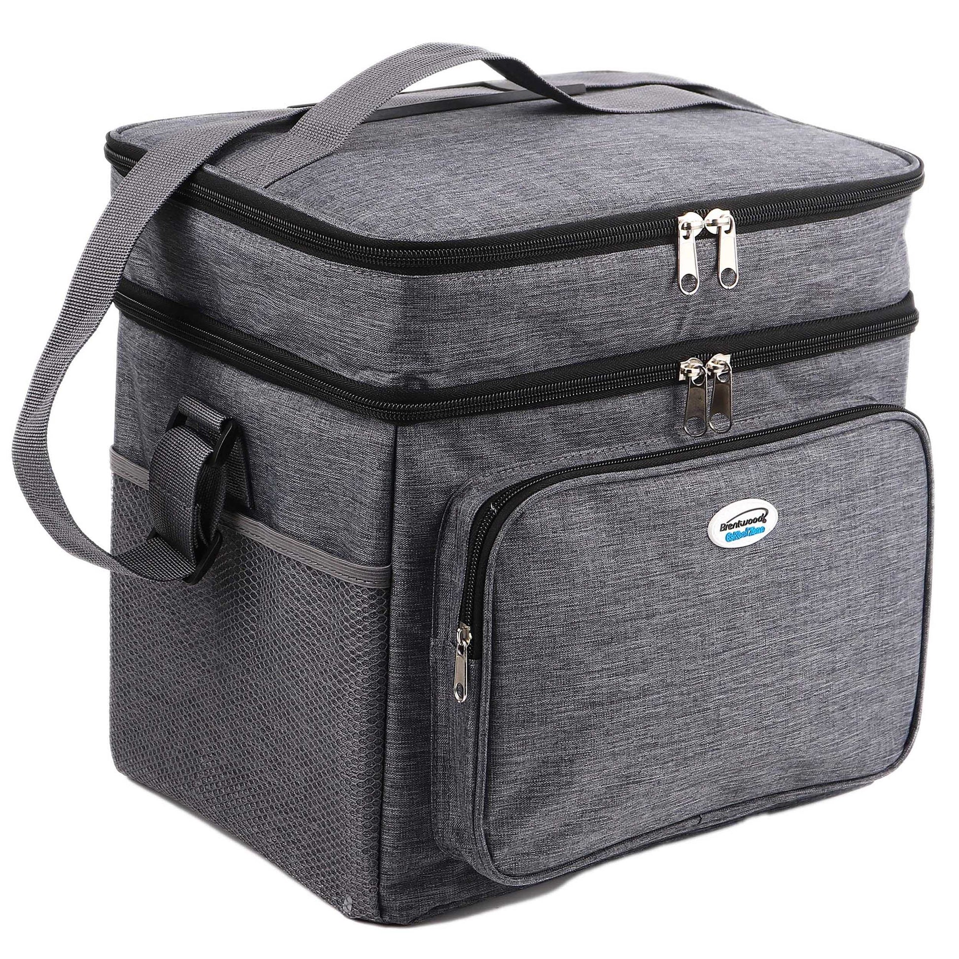 Brentwood Kool Zone 24-Can Insulated Cooler Bag in Gray with Hard Liner W2B