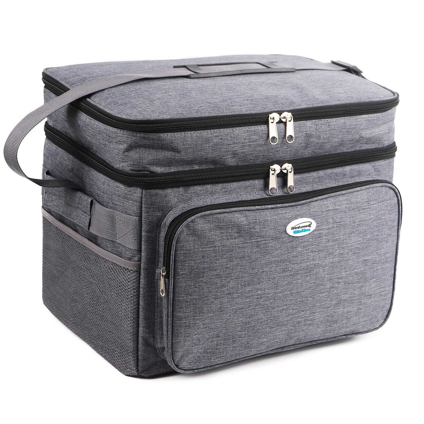Brentwood Kool Zone 30 Can Insulated Cooler Bag in Gray with Hard Liner W2B