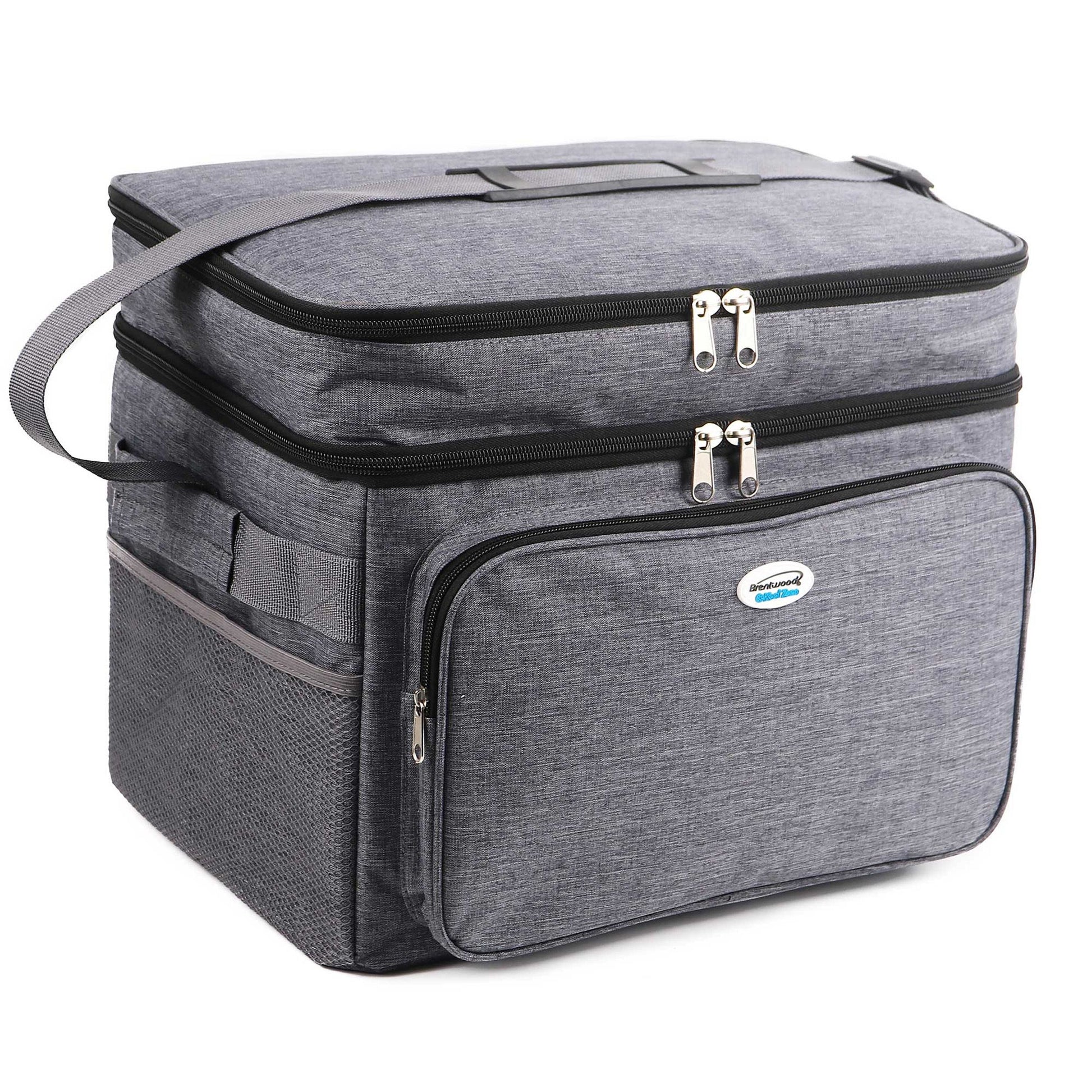Brentwood Kool Zone 30 Can Insulated Cooler Bag in Gray with Hard Liner W2B