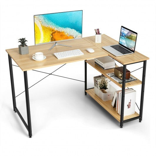 48 Inch Reversible L Shaped Computer Desk with Adjustable Shelf-Gray