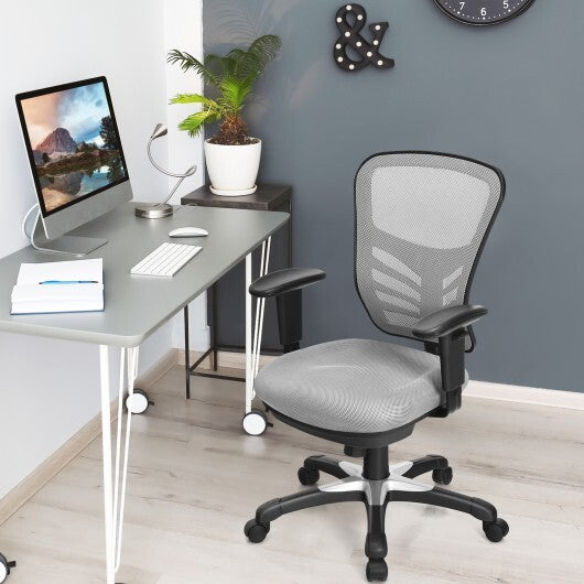 Ergonomic Mesh Office Chair with Adjustable Back Height and Armrests-Black