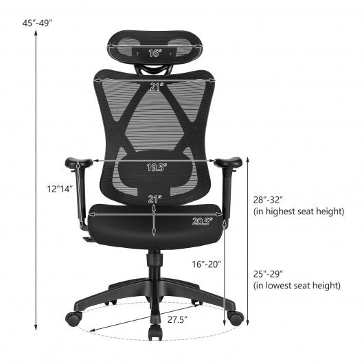High Back Mesh Executive Chair with Adjustable Lumbar Support