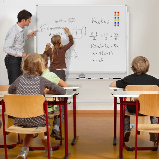 48 x 36 Inch Mobile Magnetic Double-Sided Reversible Whiteboard Height Adjust