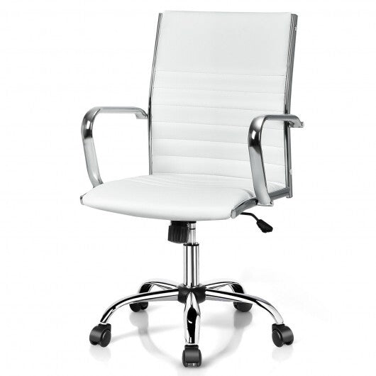 High Back Ribbed Office Chair with Armrests-Black