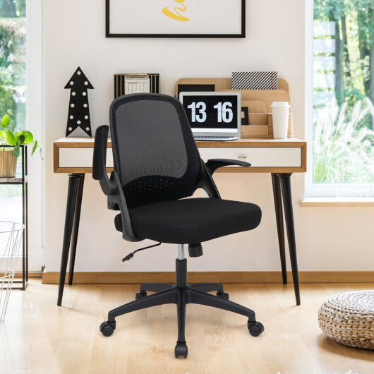 Adjustable Mesh Office Chair Rolling Computer Desk Chair with Flip-up Armrest-Black - Color: Black W2B