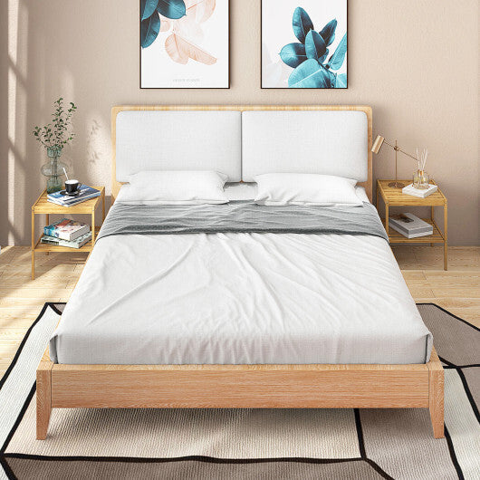 2 Pieces 2 Tiers Bamboo Nightstand for Living Room Bedroom-Natural W2B