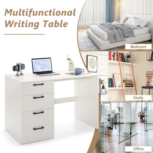 43.5 Inch Computer Desk with 4 Large Drawers-White W2B