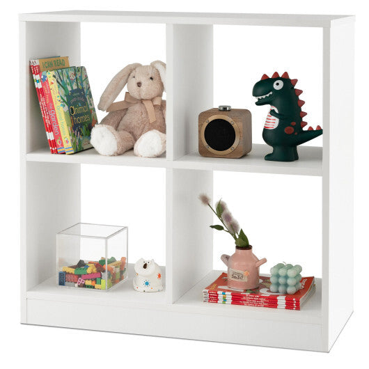 4-Cube Kids Bookcase with Open Shelves-White - Color: White W2B
