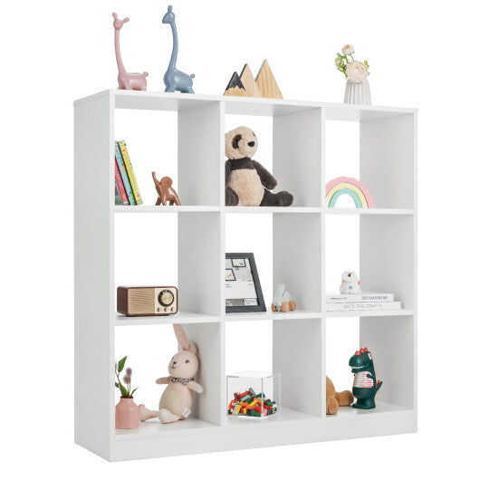 Modern 9-Cube Bookcase with 2 Anti-Tipping Kits for Books Toys Ornaments-White - Color: White W2B