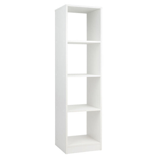 5 Tiers 4-Cube Narrow Bookshelf with 4 Anti-Tipping Kits-White W2B
