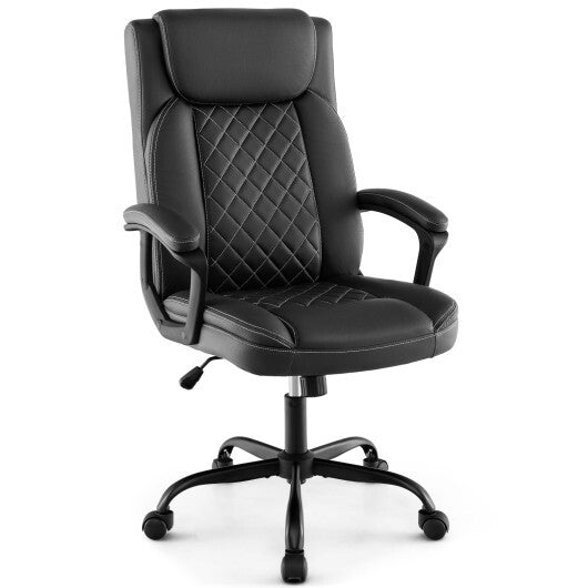 High Back Ergonomic Executive Chair with Thick Headrest Cushion-Black W2B