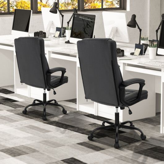 High Back Ergonomic Executive Chair with Thick Headrest Cushion-Black W2B