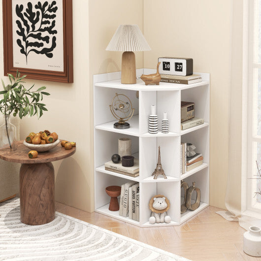 3-Tier Corner Cabinet with Charging Station for Bedroom-Natural W2B