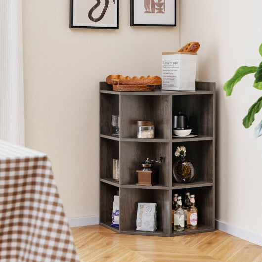 3-Tier Corner Cabinet with Charging Station for Bedroom-Natural W2B