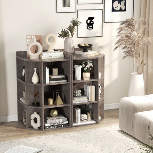 3-Tier Corner Cabinet with Charging Station for Bedroom-Natural W2B