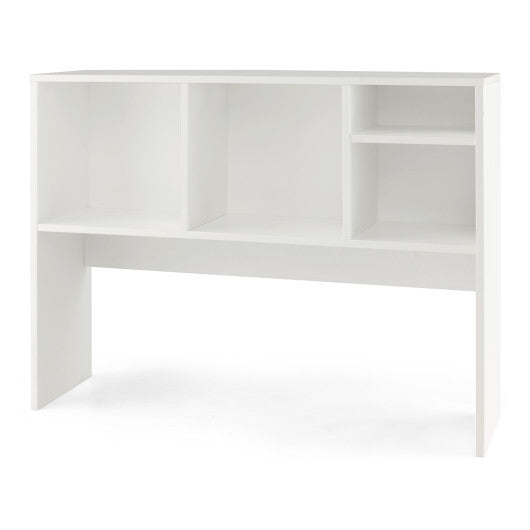 Computer Desktop Bookcase with 4 Cubbies and Open Back Compartment-Natural W2B